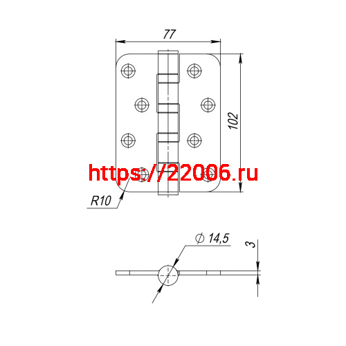 Петля Fuaro (Фуаро) из нержавейки универсальная IN4400U-R10 INOX black (4BB-R10 102х76х3) NoLogo фото 2 Петля Fuaro (Фуаро) из нержавейки универсальная IN4400U-R10 INOX black (4BB-R10 102х76х3) NoLogo фото 2