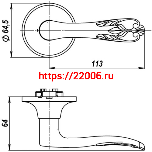 Ручка Punto (Пунто) защелка DK633 MAB-BK (6033 MAB-B) (фик.) мат.бронза фото 3