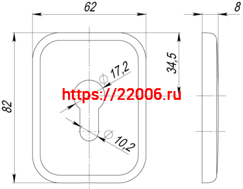 Декоративная Armadillo (Армадилло) Квадратная накладка на цилиндр ET-DEC SQ (ATC Protector 1) SC-14 Матовый хром фото 3