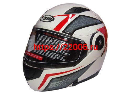 Шлем модуляр COBRA JK115, черный(7), белый с красным(4), серый(6) размеры S внутр.солнцезащ. ОЧКИ