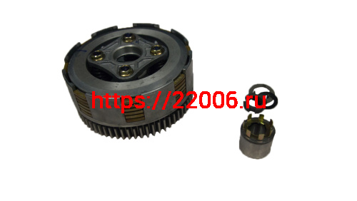 Барабан сцепления KAYO YX140/160 (ZS55/160) 160FMK, 4 болта, 5 дисков, 67T в сборе (НАБОР)