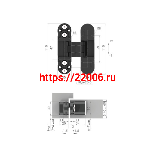 Петля Armadillo (Армадилло) скрытой установки U3D2000.TG FSG флор. золото фото 2