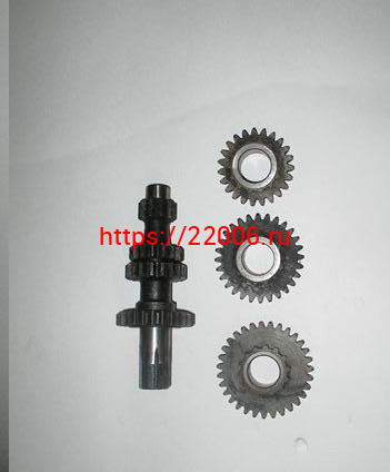 Вал первичный ускоренный + шестерни ускоренные 2, 3, 4 передачи вторичного вала 23*23 зуб Урал Вал первичный ускоренный + шестерни ускоренные 2, 3, 4 передачи вторичного вала 23*23 зуб Урал