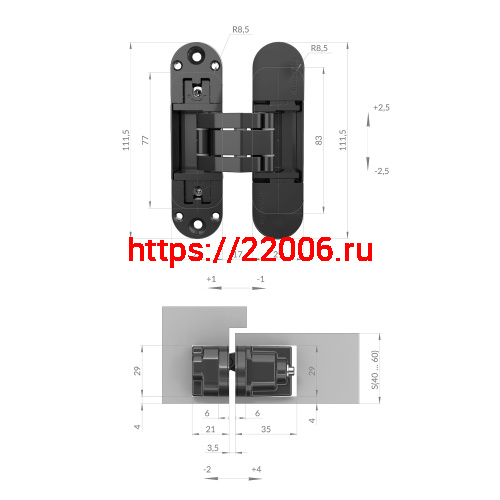 Петля Armadillo (Армадилло) скрытой установки U3D6002.TG AC медь фото 5 Петля Armadillo (Армадилло) скрытой установки U3D6002.TG AC медь фото 5