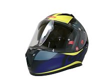Шлем TVS RACING (Индия) STREET D/V DULL BLACK M.BLUE размер XXL, + пинлок в комплекте, очки