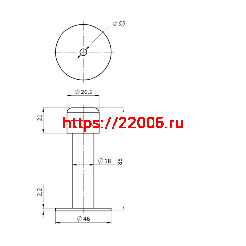 Упор Punto (Пунто) дверной настенный DFIX/W85 INOX BL-24 черный фото 2 Упор Punto (Пунто) дверной настенный DFIX/W85 INOX BL-24 черный фото 2