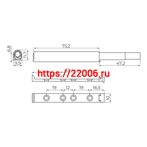 Толкатель Ajax (Аякс) мебельный пластиковый DMP-85/14P Grey серый фото 2 Толкатель Ajax (Аякс) мебельный пластиковый DMP-85/14P Grey серый фото 2