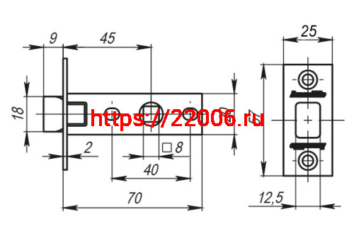 Защелка Armadillo (Армадилло) врезная LH 120-45-25 AB Бронза SKIN /прям/ фото 2
