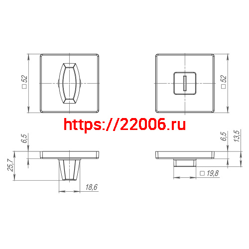 Ручка Fuaro (Фуаро) поворотная BK6.K.SL52 (BK6 SL) SSC-16 сатинированный хром фото 3