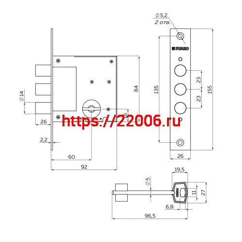 Замок Fuaro (Фуаро) врезной сувальдный MDV812/S-60.00.3R14 4key фото 2 Замок Fuaro (Фуаро) врезной сувальдный MDV812/S-60.00.3R14 4key фото 2