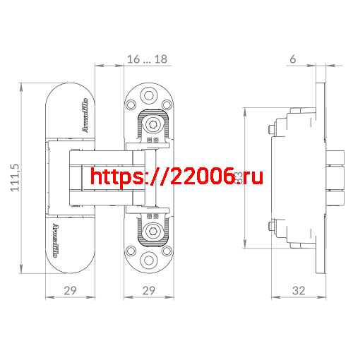 Петля Armadillo (Армадилло) скрытой установки U3D6002.TG AC медь фото 2 Петля Armadillo (Армадилло) скрытой установки U3D6002.TG AC медь фото 2
