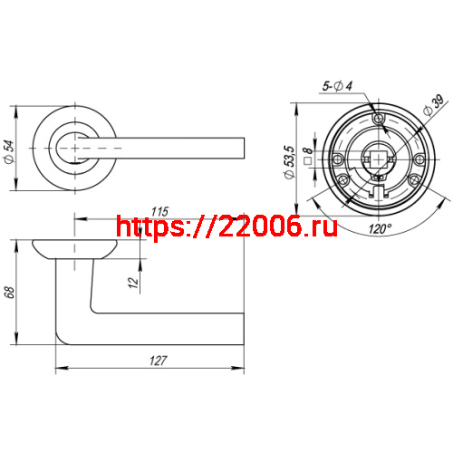 Ручка Punto (Пунто) раздельная R.TL54.REX (REX TL) 105mm ABG-6 зеленая бронза фото 2