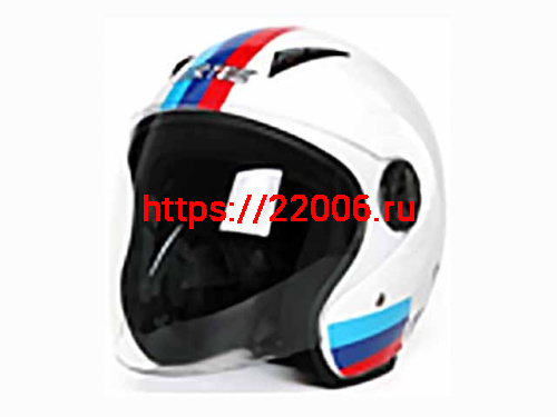 Мотошлем VIRTUE MD-207 открытый белый с цветными полосками (L) Мотошлем VIRTUE MD-207 открытый белый с цветными полосками (L)